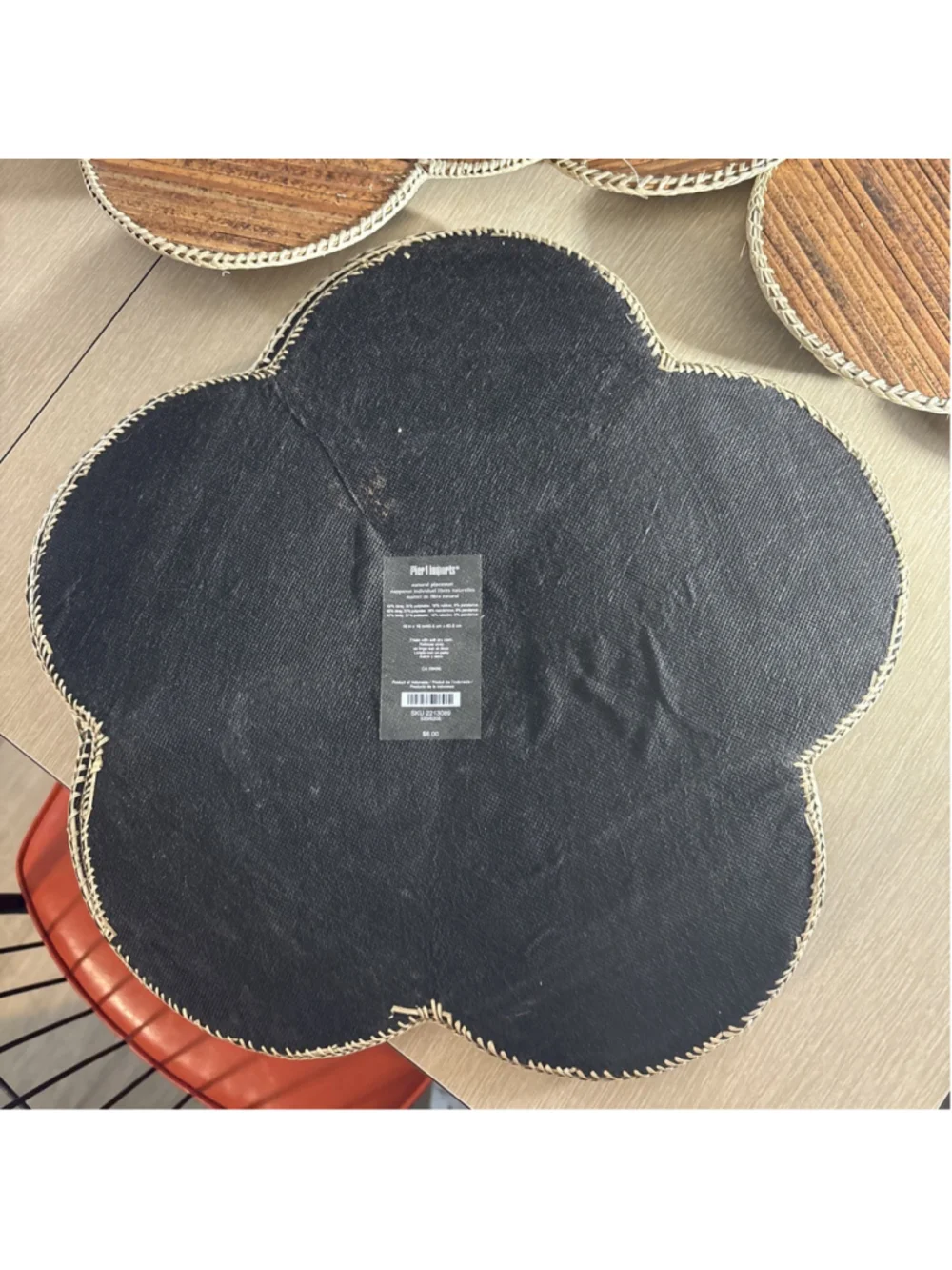 Vintage Natural Recycled Material Pier 1 Brown Flower Placemats 6 New w/o Tag